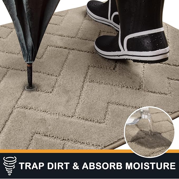 PURRUGS Dirt Trapping Door Mat 48" x 48", Non-Slip Machine Washable Entry Rug