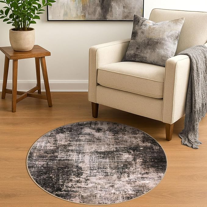 IOHOUZE Round Area Rug 3 Ft Circle Entryway Rugs Round Washable Door Mat Indoor