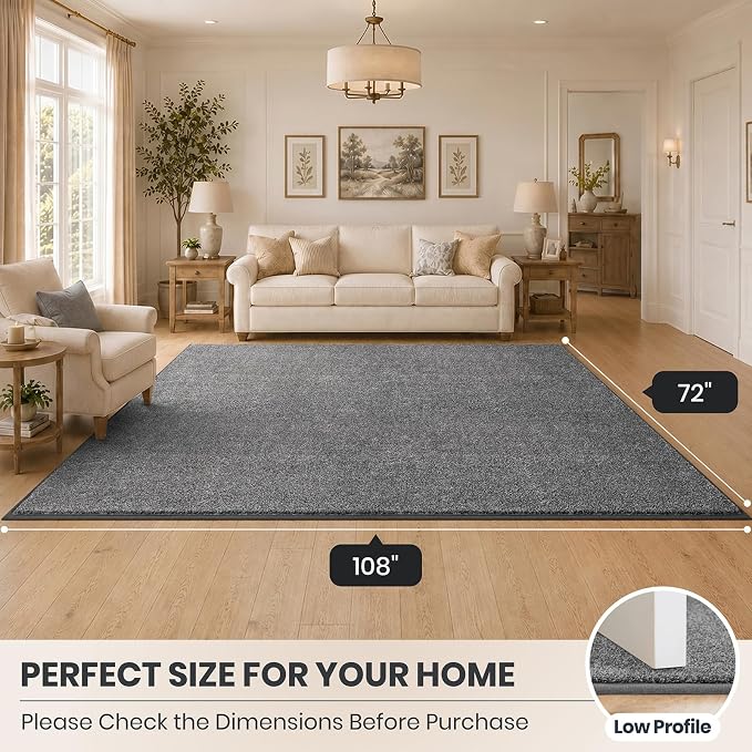 PURRUGS Easy Care Area Rug 6ft x 9ft, Non-Slip Washable Entryway Rug, Stain