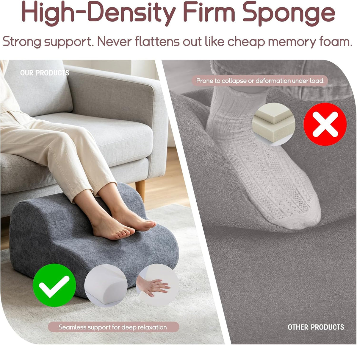 Foot Rest for Under Desk at Work, Ergonomic 2-Height Sponge Foot Stool for Office, Home, Sofa & Gaming Chair, Desk Accessories Footrest Cushion to Support Legs, Relax Ankles & Relieve Pain(A-Blue)