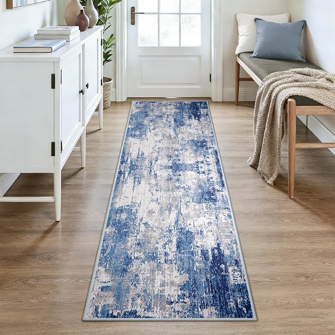 RELEANY Washable Area Rugs 2'6"x8 Non-Slip Modern Abstract Soft