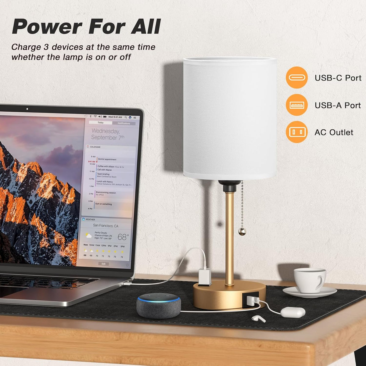 Small Bedside Lamp for Nightstand, Gold Desk Lamp for Dorm Room Bedroom
