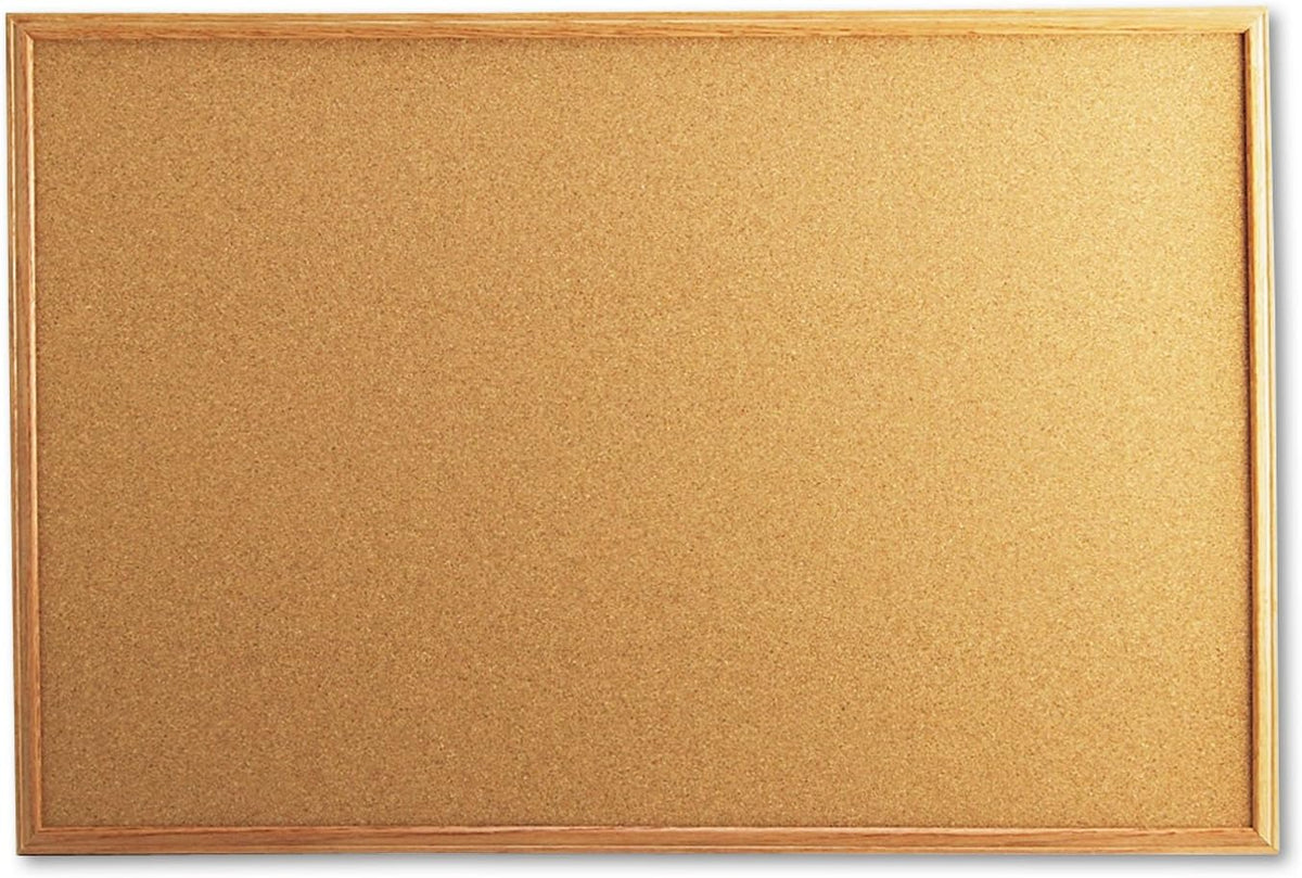 Universal 43603 Cork Board with Oak Style Frame, 36 x 24, Natural, Oak-Finished Frame