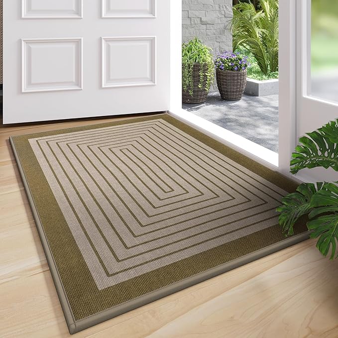 Front Door Mat 17''x30'', Absorbent Dirt Resist Washable Non Slip Low-Profile