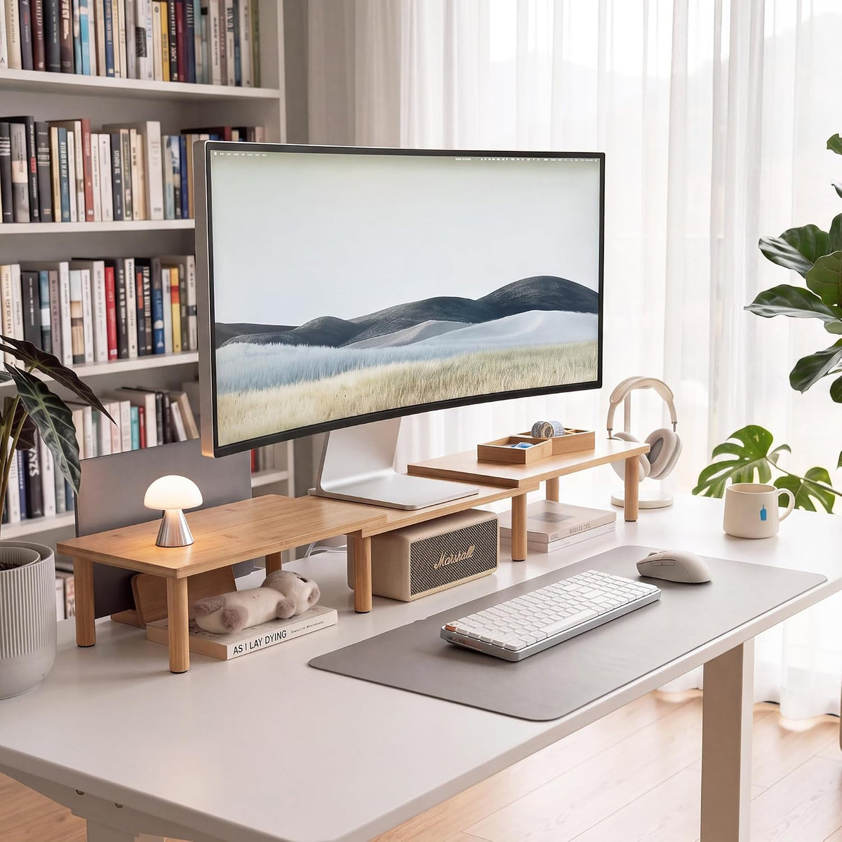 Bamboo Monitor Riser, 3-in-1 Modular Computer Monitor Stand