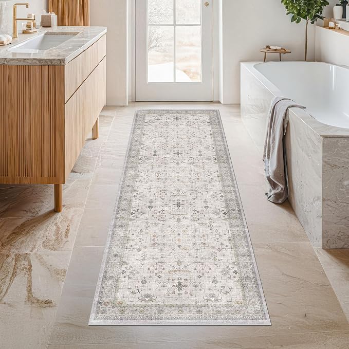 Hazo Haus Light Gray Washable 2'6"x8' Wide Runner Rugs
