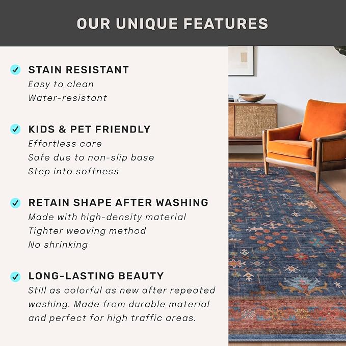 Hazo Haus Navy Blue Runner Rug 2x5