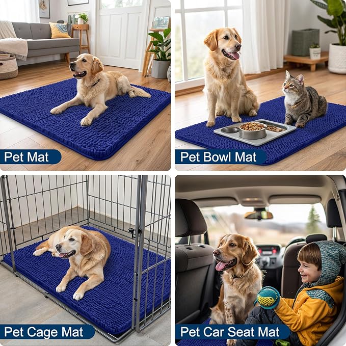 Smiry Dog Door Mat for Muddy Paws 59x24, Absorbent Dirt Trapper, Non-Slip