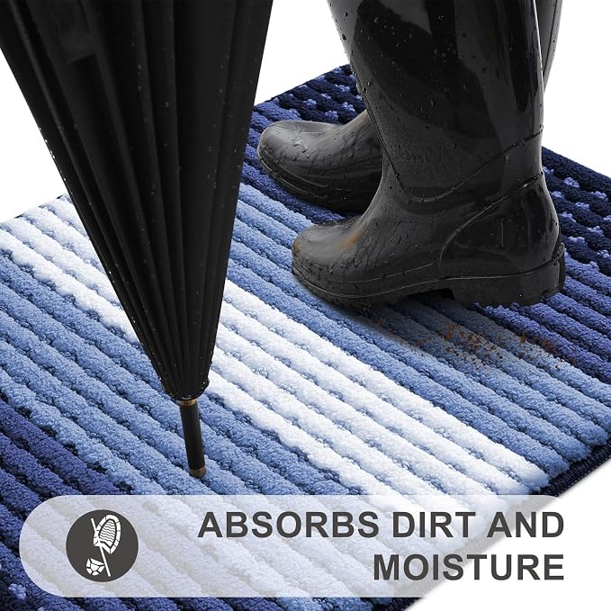 Kitinjoy Indoor Outdoor Door Mat, 47x20 Non-Slip Absorbent Dirt Trapper