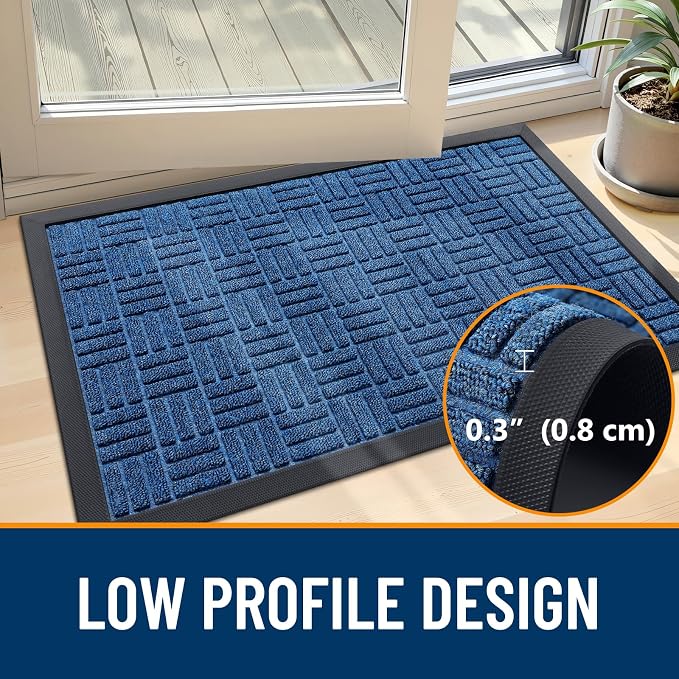 OLANLY Front Door Mat Outside Entrance 33x21, Heavy Duty Sturdy Natural Rubber