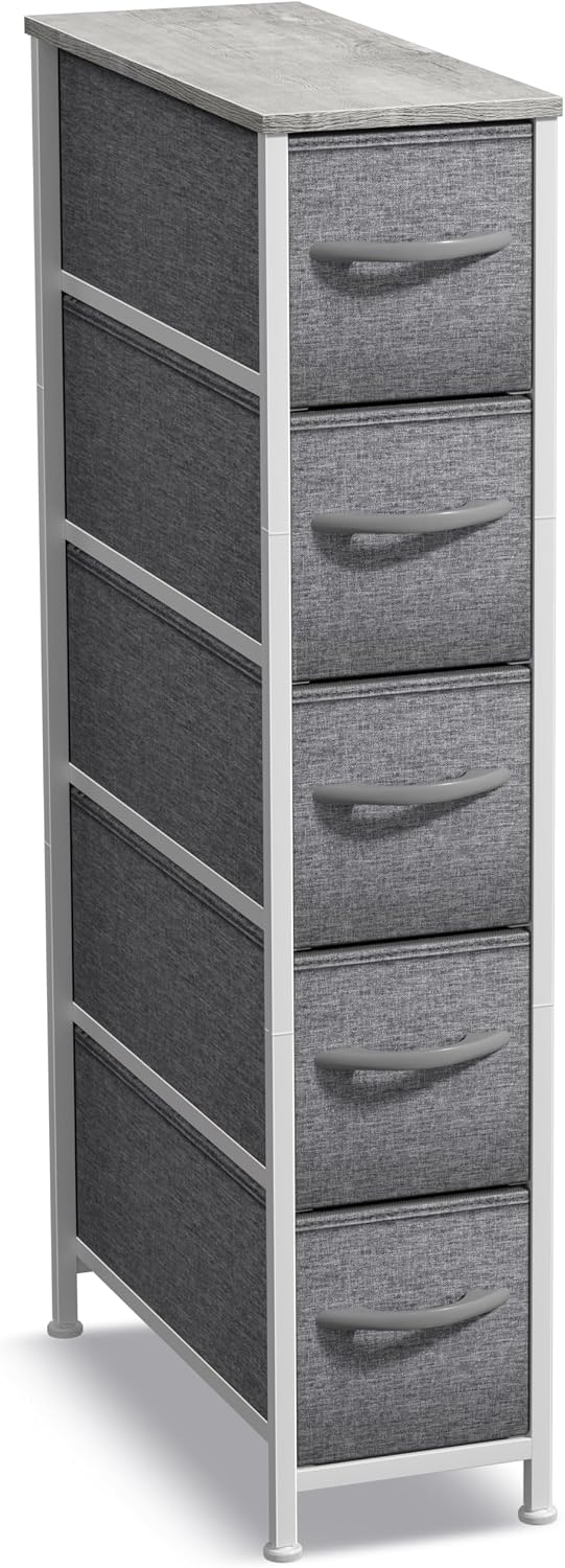 Sorbus 5-Drawer Narrow Dresser for Bedroom (Gray)