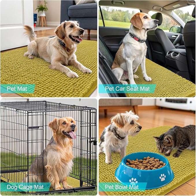OLANLY Dog Door Mat for Muddy Paws 30x20, Absorbs Moisture and Dirt, Absorbent