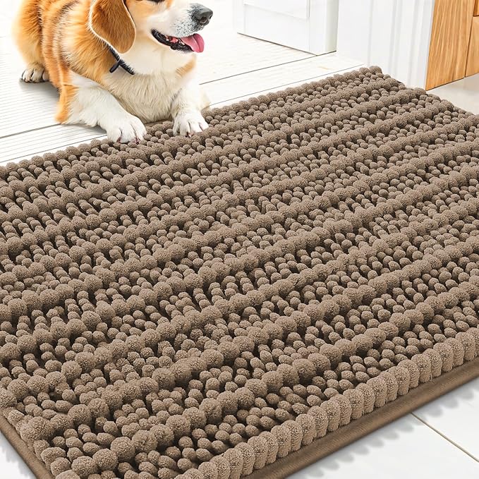 Smiry Dog Door Mat for Muddy Paws 30x20, Absorbent Dirt Trapper, Non-Slip