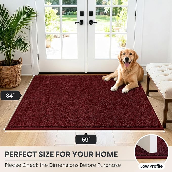 PURRUGS Dirt Trapping Door Mat 34" x 59", Non-Slip Machine Washable Entryway Rug