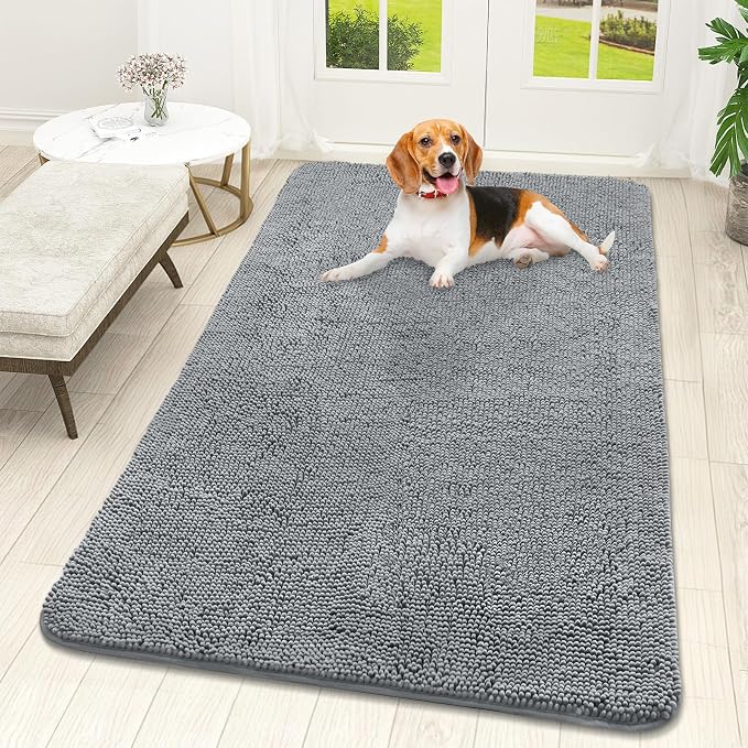 OLANLY Dog Door Mat for Muddy Paws 59x32, Absorbs Moisture and Dirt, Absorbent