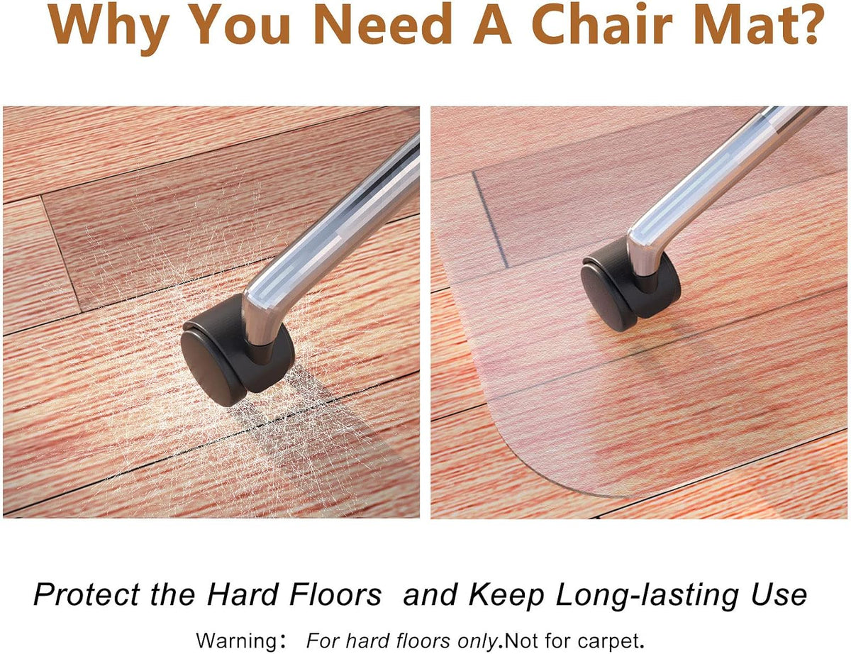 Naturehydro Office Chair Mat for Hardwood Floor, 48" x 36" Transparent Floor Protector,Easy Glide Rolling Desk Chair Floors Mat, BPA and Phthalates Free (Rectangle)