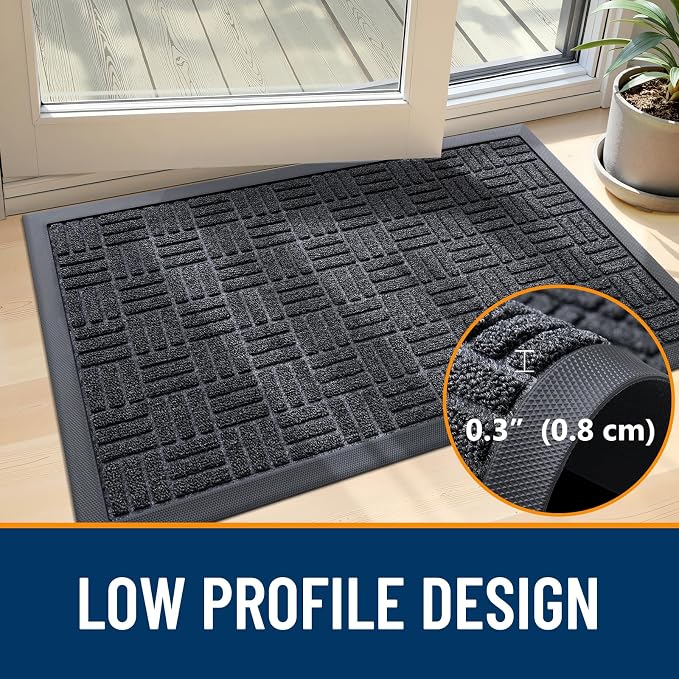 OLANLY Front Door Mat Outside Entrance 71x23, Heavy Duty Sturdy Natural Rubber