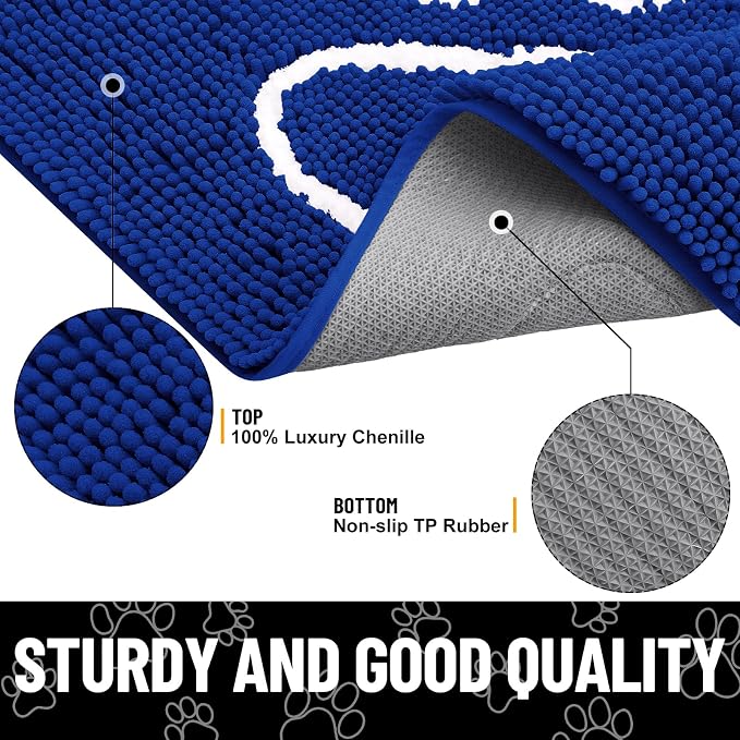 Smiry Dog Door Mat for Muddy Paws, Absorbent Dirt Trapper Non Slip Quick Dry