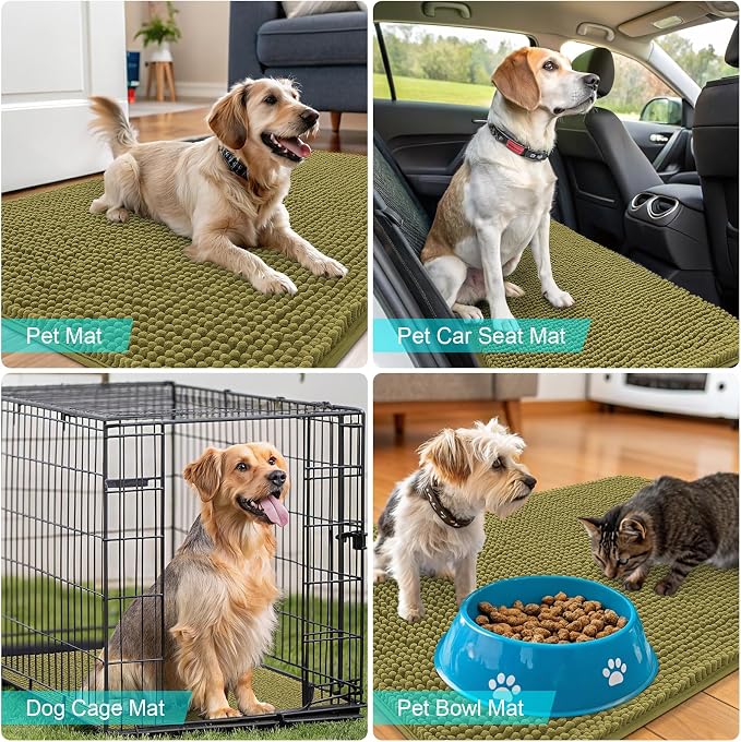 OLANLY Dog Door Mat for Muddy Paws 35x24, Absorbs Moisture and Dirt, Absorbent