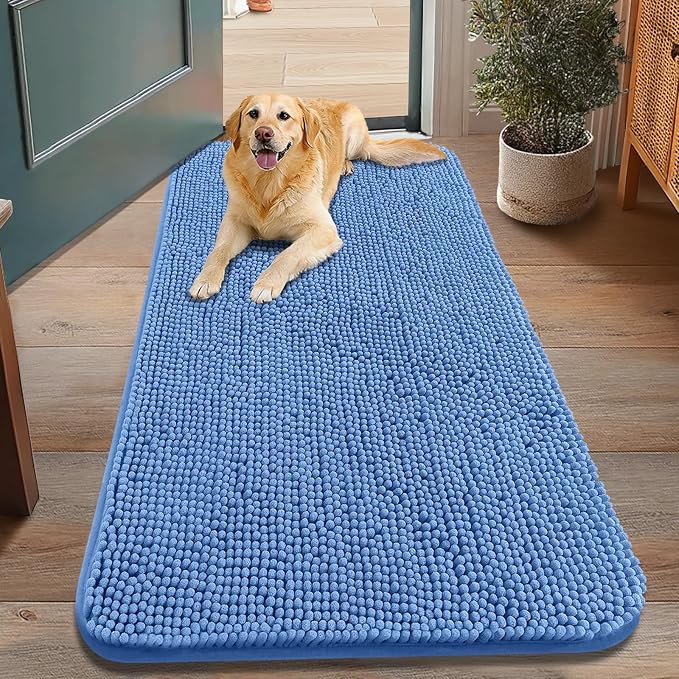 Smiry Dog Door Mat for Muddy Paws 48x30, Absorbent Dirt Trapper, Non-Slip