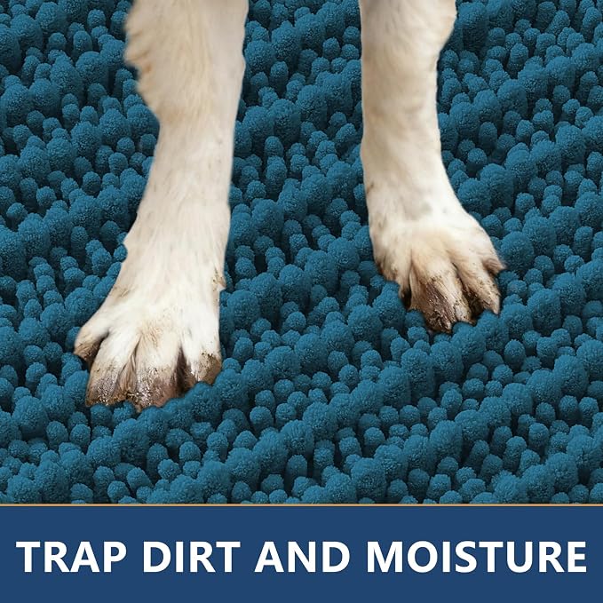 Smiry Dog Door Mat for Muddy Paws 48x30, Absorbent Dirt Trapper, Non-Slip