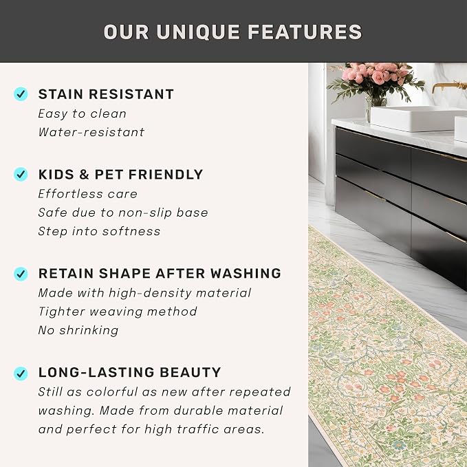 Hazo Haus Beige Green Bedroom Rug 5x7 Area Rug