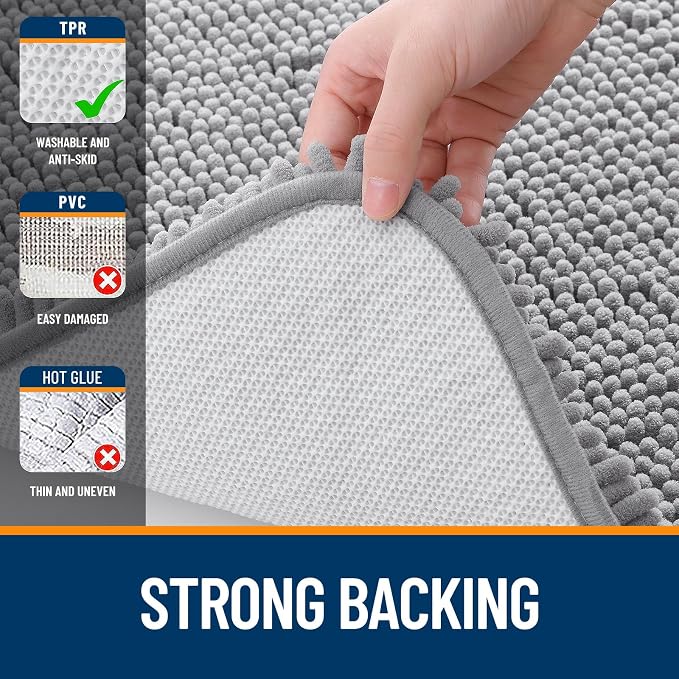 OLANLY Bathroom Rugs 36x24, Extra Soft Absorbent Chenille Bath Rugs, Rubber
