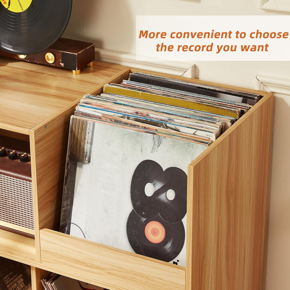 LELELINKY Large Record Player Stand Holds Up to 300 Albums