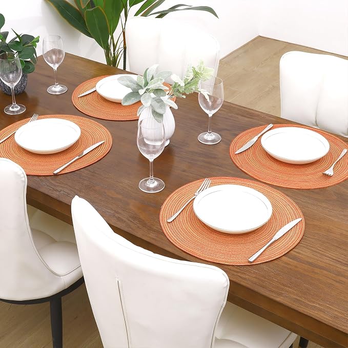 SHACOS Round Placemats Set of 4 Woven Braided Place Mats Table Placemats 15