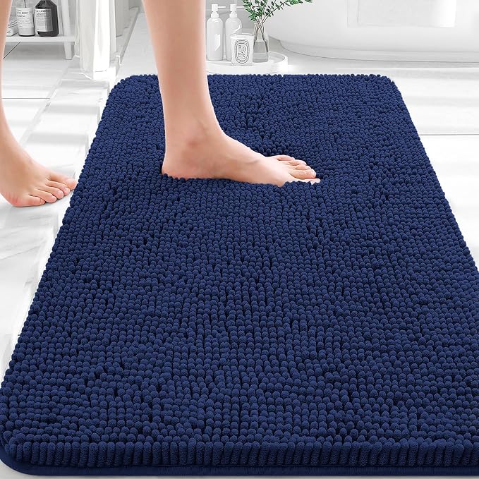 OLANLY Bathroom Rugs 36x24, Extra Soft Absorbent Chenille Bath Rugs, Rubber