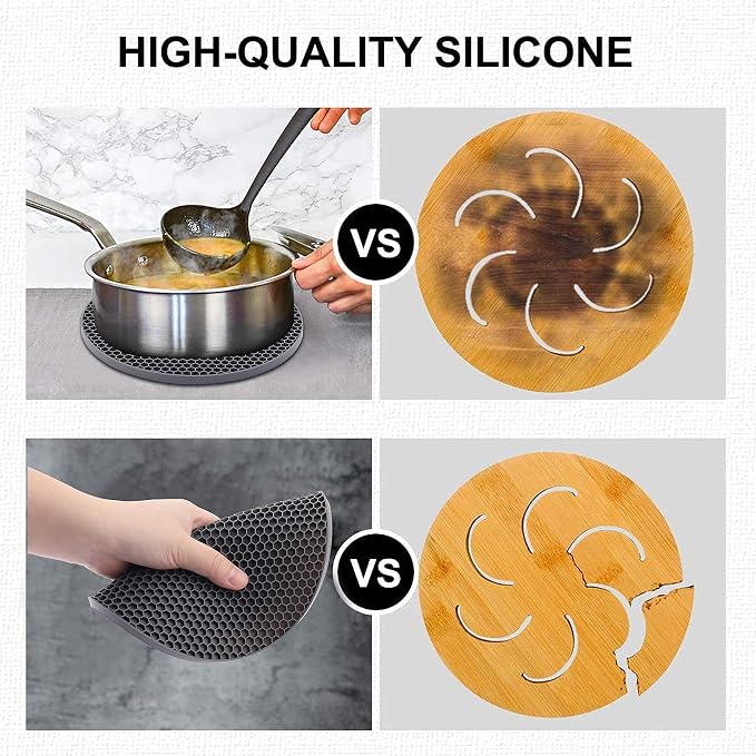 4 Pack Silicone Trivets for Hot Pots and Pans, Pot Holders Hot Pads, Non-Slip &