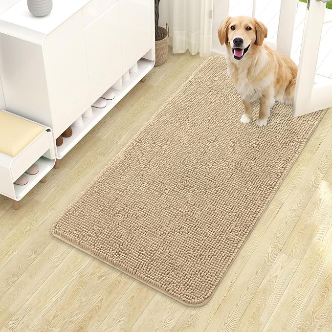 OLANLY Dog Door Mat for Muddy Paws 40x24, Absorbs Moisture and Dirt, Absorbent