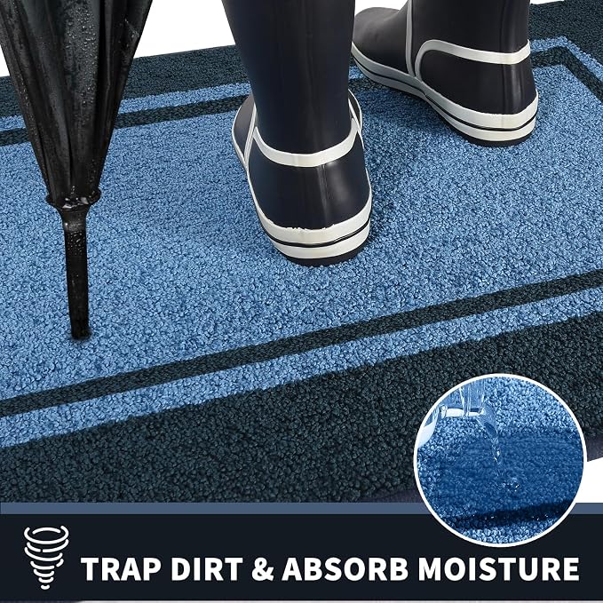 PURRUGS Dirt Trapping Door Mat 24" x 70", Non-Slip Machine Washable Entryway Rug