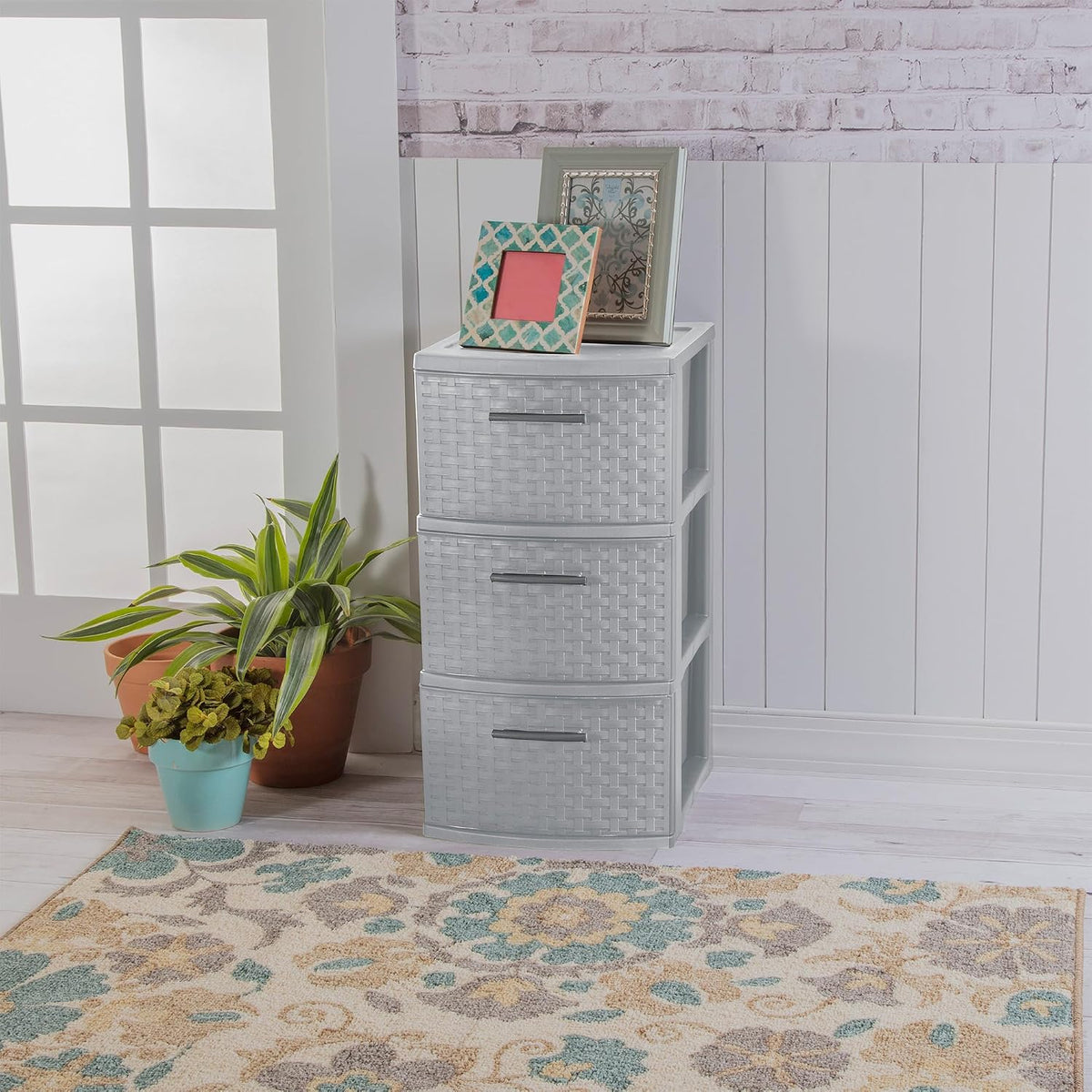Sterilite 3-Drawer Weave Storage Tower Unit for Bedroom and Dresser, 8-Pack