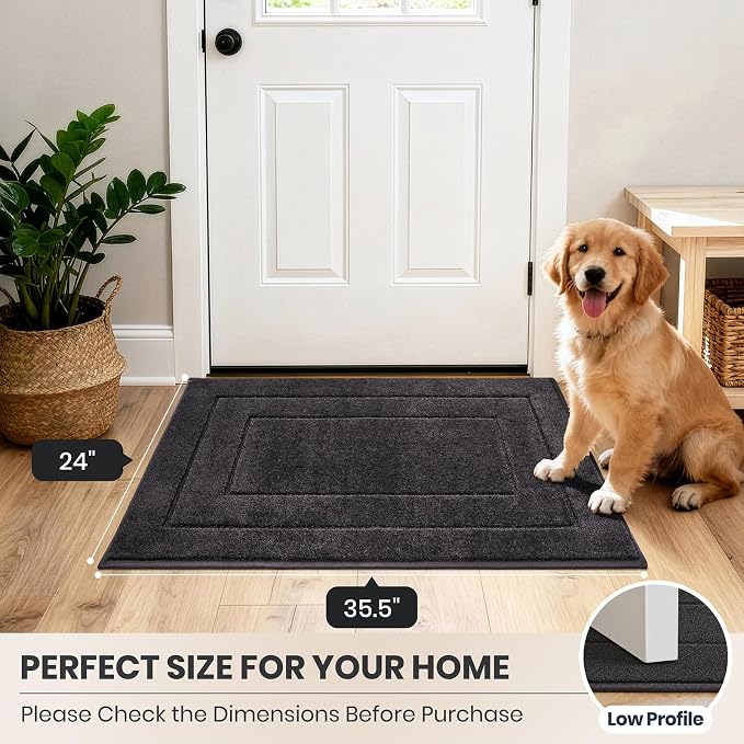 PURRUGS Dirt Trapping Door Mat 24" x 35.5", Non-Slip/Skid Machine Washable