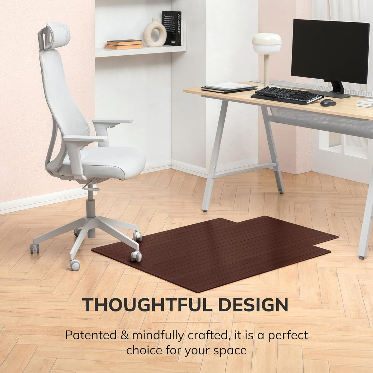 Anji Mountain 48" x 36" Bamboo Office Chair Mat for Carpet & Hardwood Floor