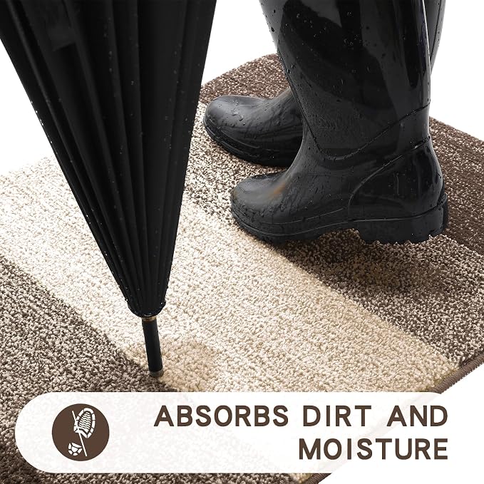 Kitinjoy Indoor Outdoor Door Mat, 71x47 Non-Slip Absorbent Dirt Trapper