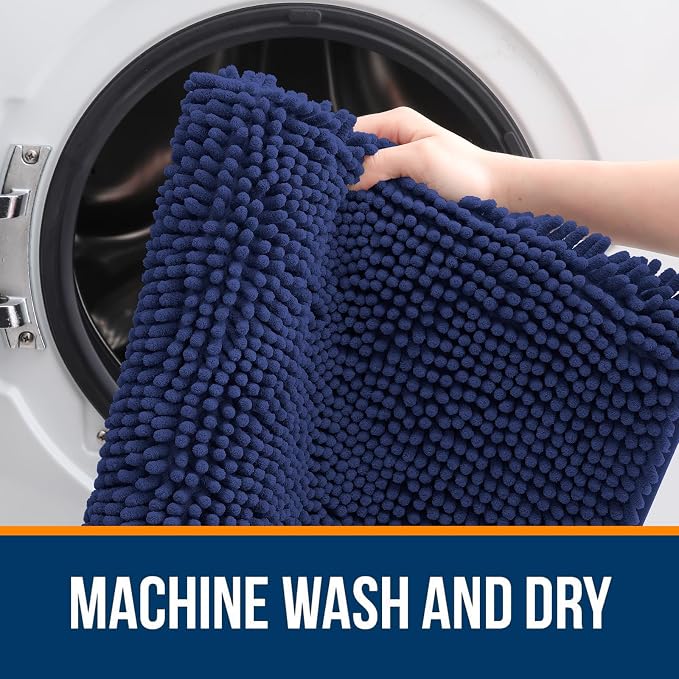 OLANLY Bathroom Rugs 36x24, Extra Soft Absorbent Chenille Bath Rugs, Rubber