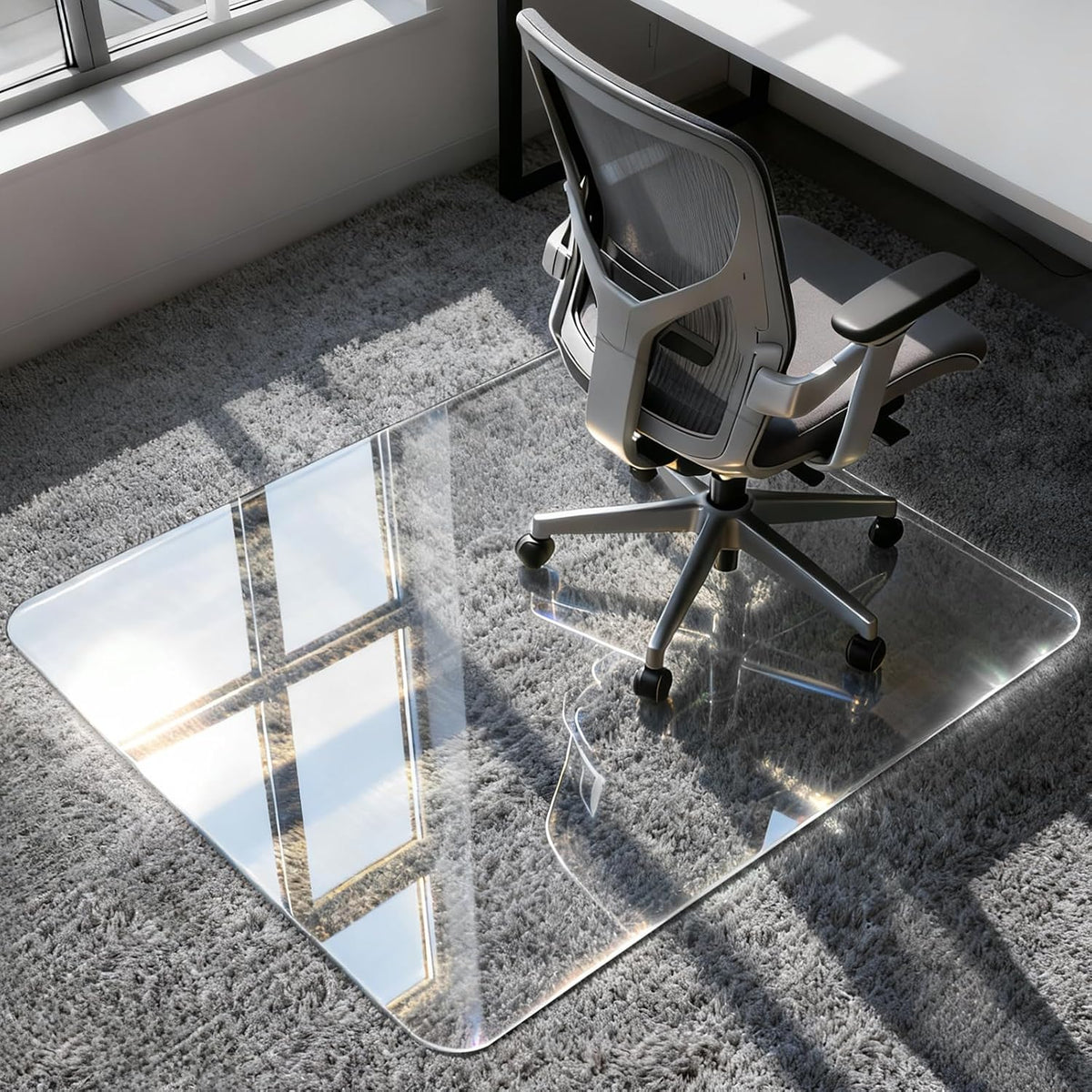 Azadx Tempered Glass Chair Mat for Carpet 36" x 48" Heavy Duty Chair Mat