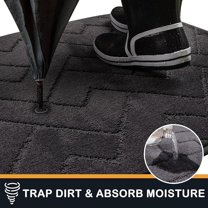 PURRUGS Dirt Trapping Door Mat 32" x 47", Non-Slip Machine Washable Entry Rug