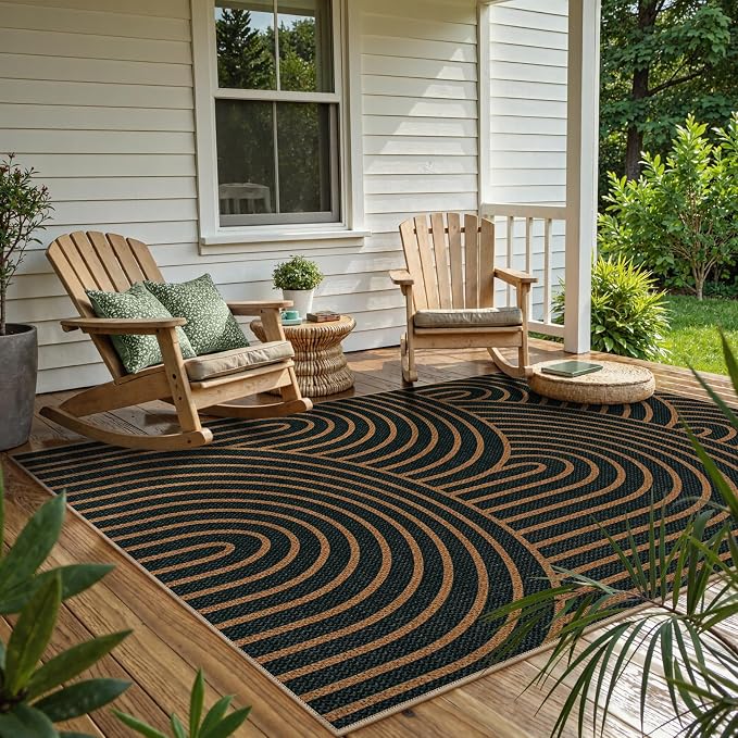 Lahome Modern Rainbow Easy Jute Carpet, Washable 5x7 Area Rugs