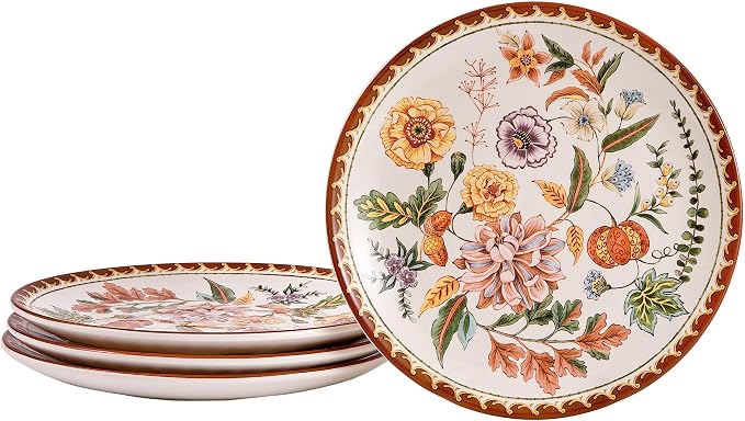 Bico Blooming Moment Salad Plates Set of 4, 8.75 Inch Ceramic Dessert Plates