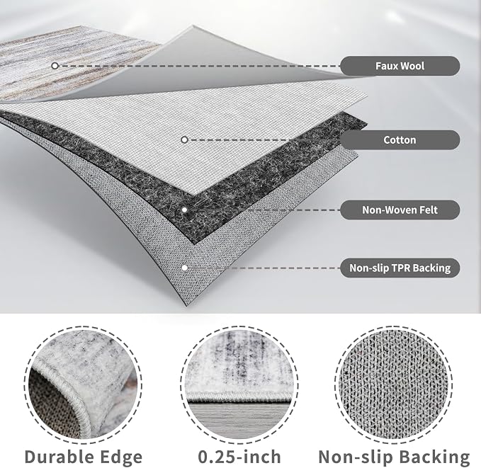 3x6 Washable Runner Rug for Family: Easy-to-Clean Runners for Hallway Entryway
