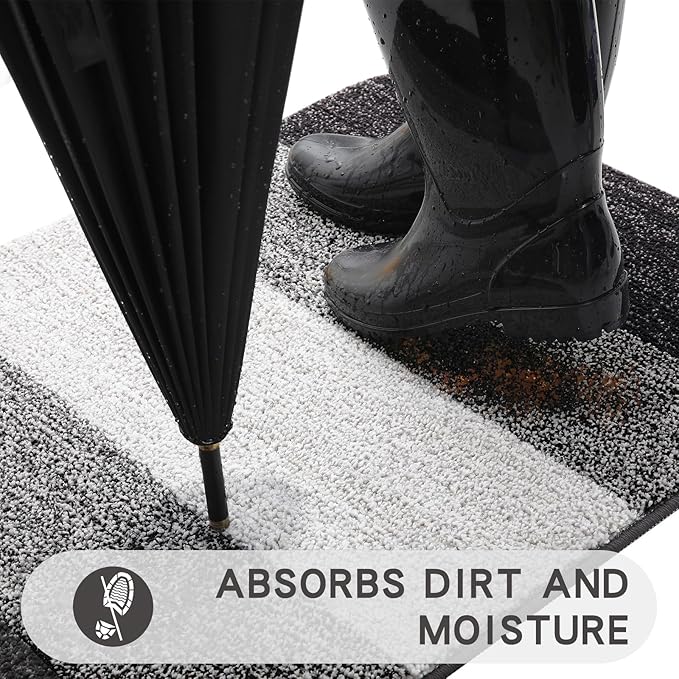 Kitinjoy Indoor Outdoor Door Mat, 59x24 Non-Slip Absorbent Dirt Trapper
