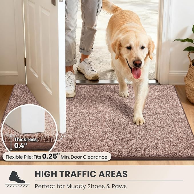 PURRUGS Dirt Trapping Door Mat 34" x 59", Non-Slip Machine Washable Entryway Rug