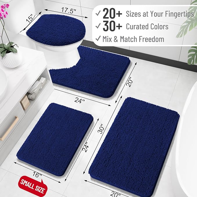 OLANLY Toilet Rugs U-Shaped 24x20, Extra Soft Absorbent Chenille Contour