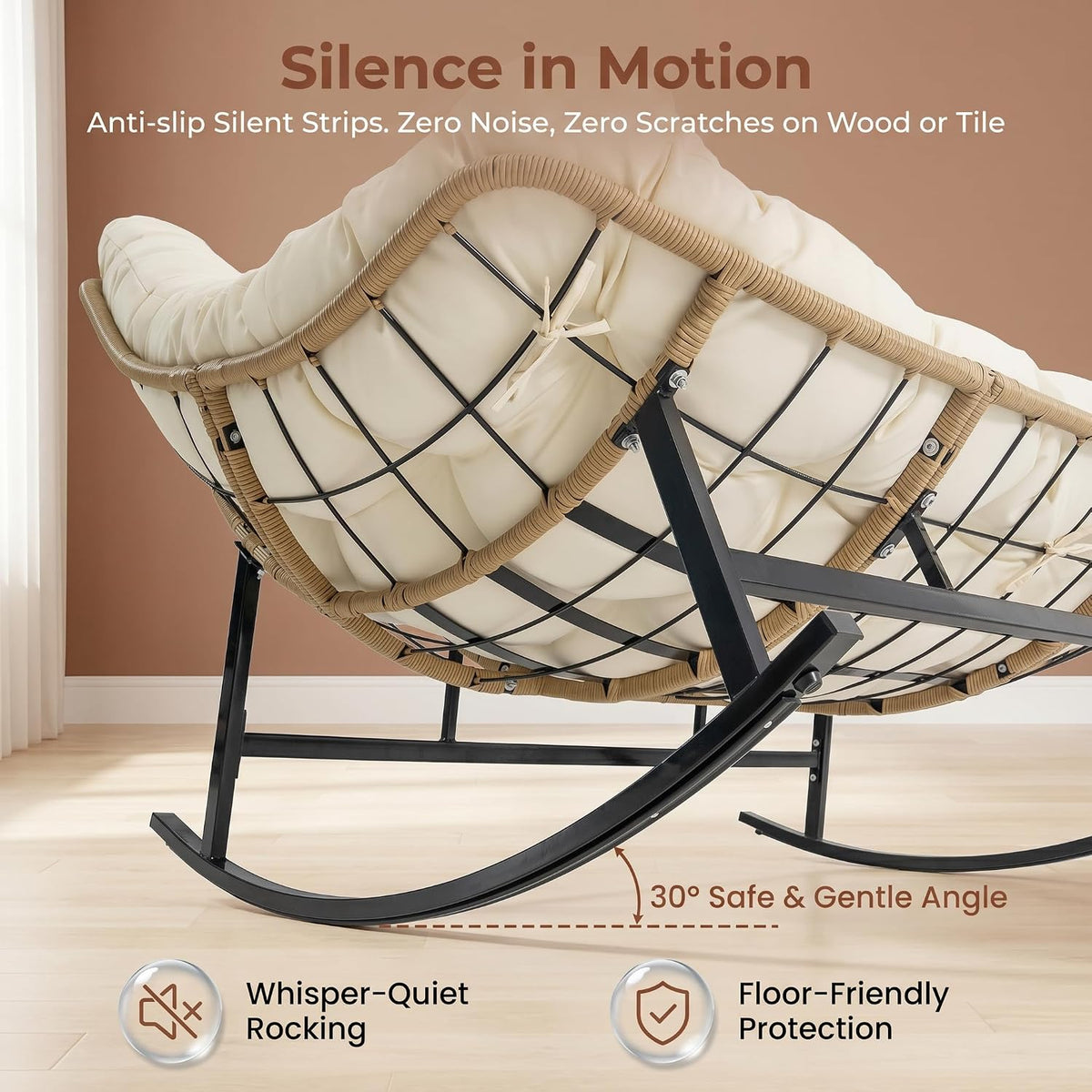 RADIATA Double Egg Rocking Chair with Ottomans, Papasan Lounger Chairs