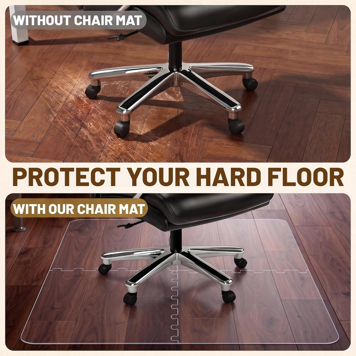 BesWin Office Chair Mat for Hardwood Floor, PET Desk Chair Mat, 48" x 32"
