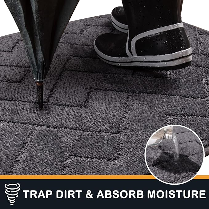 PURRUGS Dirt Trapping Door Mat 34" x 59", Non-Slip Machine Washable Entry Rug