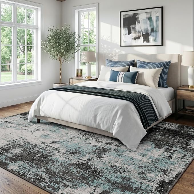 RELEANY Washable Area Rugs 9'x12' Non-Slip Modern Abstract Soft